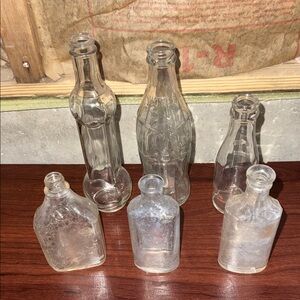 Bundle of 6 Vintage Clear Glass Bottles